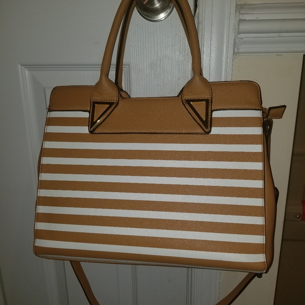 Tan & White Handbag